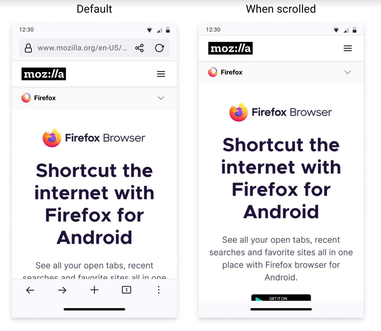 安卓版 Firefox 火狐浏览器将迎来全新导航设计，支持自动隐藏工具栏和地址栏